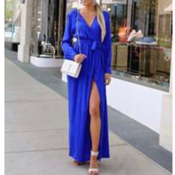 royal blue wrap maxi dress